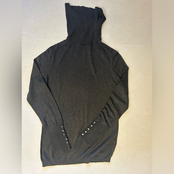 LOFT Ann Taylor Charcoal Gray Cowl Neck Sweater Cozy Elegance pull over Sz-M. D2 - Picture 4 of 11